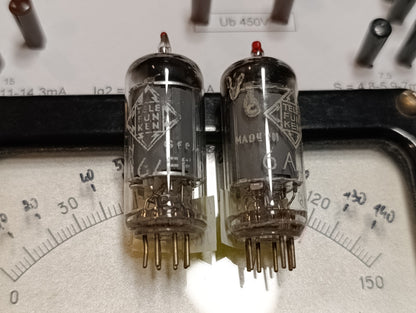 Matched Pair 6AU6 Telefunken EF94 diamond tube D getter West Germany USED (2pcs)