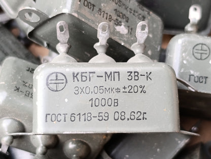 4pcs. LOT 3x 0.05 uF  1kV 20% RUSSIAN HIGH VOLTAGE PIO CAPACITOR KBG-MP КБГ