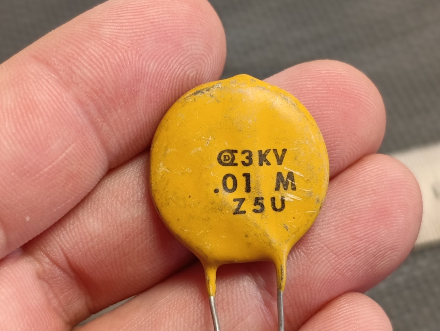 3Pcs  Ceramic Capacitor Z5U with 10nF / 0.01 μF / 3000V, Ceramic Capacitor, NOS