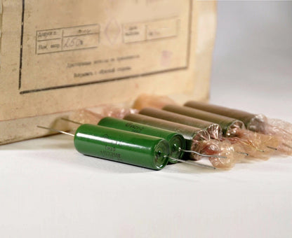 8pcs PIO Capacitor 1uF 250V K42Y-2 Paper in Oil Audio Amp Mil-Spec USSR NOS