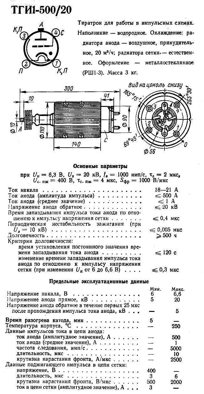 TGi1-500/20 SOVIET Thyratron TUBE NOS never used with BOX