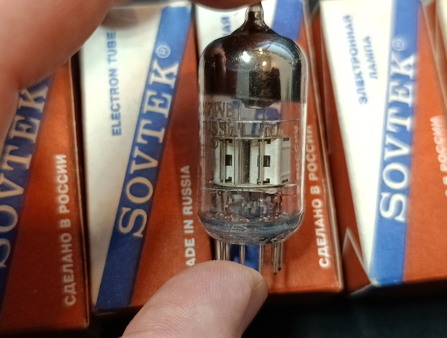 5pc. SOVTEK TUBE 12AX7WB 7025 TRIPLE MICA ECC83 12AX7 SATIN NICKEL PLATE NOS NIB