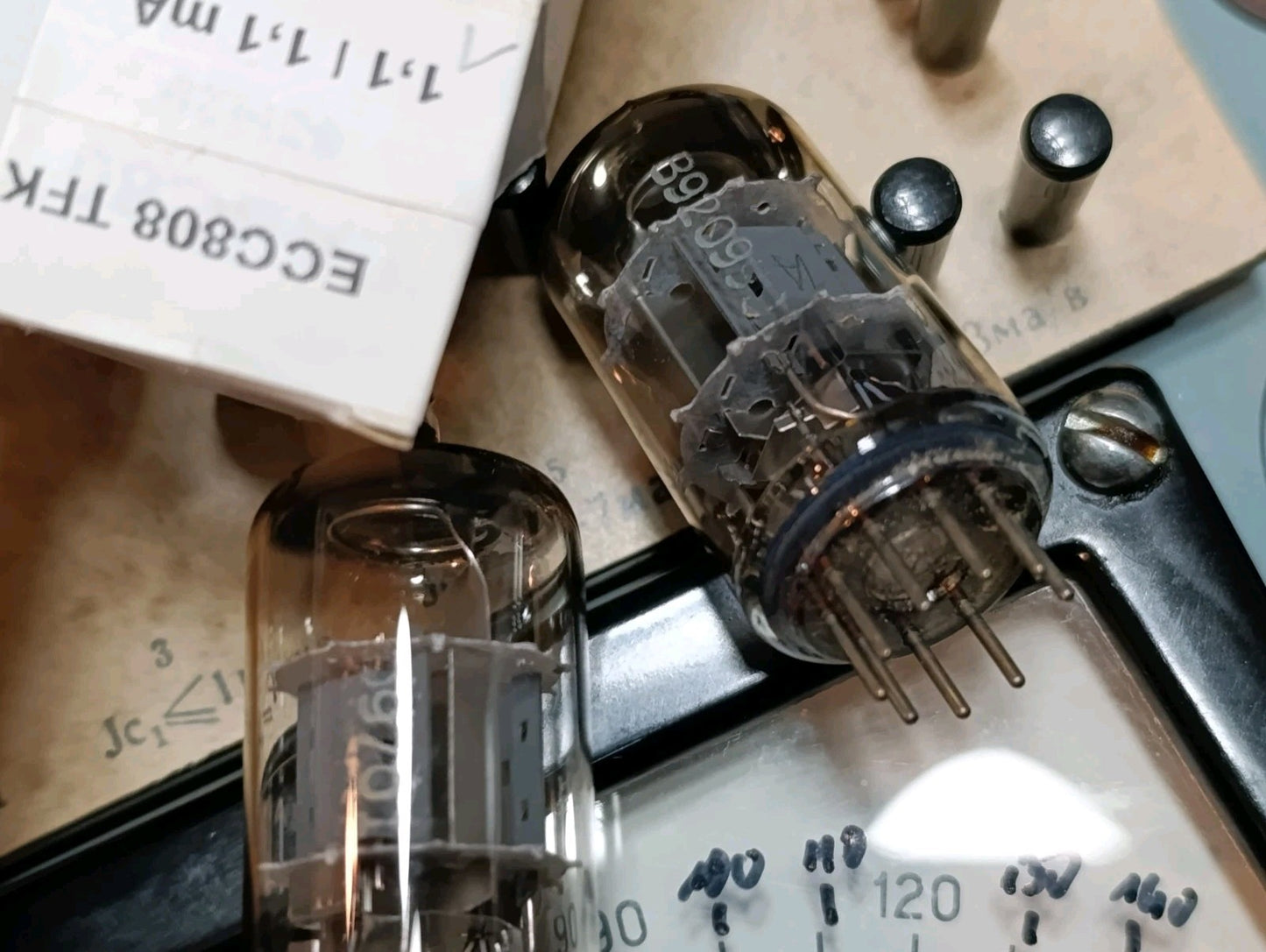 Pair Telefunken ECC 808 (ECC808) Tubes USED (2pc lot) DIAMOND BOTTOM Triode