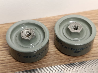 2 pcs. 1000pF 10kV ±20% Ceramic High Voltage Impulse Capacitors KVI-3 / КВИ-3