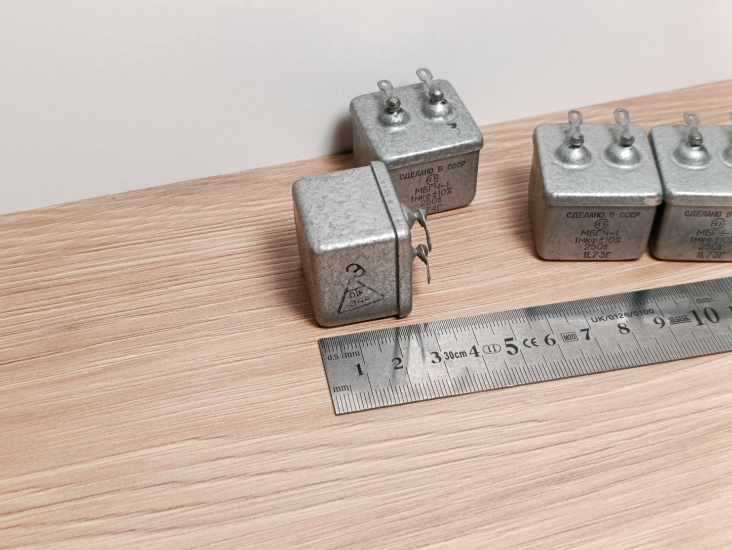 4pcs. 1uF 250V Metal-Paper Capacitors MBGCh-1 / МБГЧ-1 USSR NEW. MILITARY