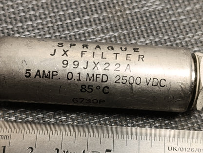 1piece Sprague JX Filter NEW (FRI) 99JX22A  5 amp, 2500 vdc, 0.1 µF. Paper