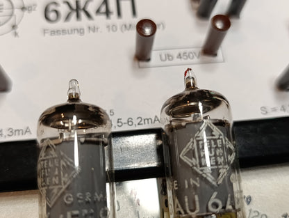 Matched Pair 6AU6 Telefunken EF94 diamond tube O getter West Germany USED (2pcs)