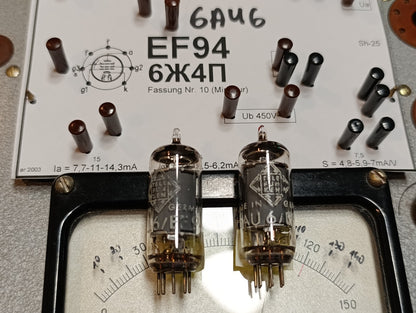 Matched Pair 6AU6 Telefunken EF94 diamond tube O getter West Germany USED (2pcs)