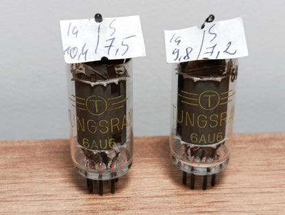 Tested 2Pcs. LOT  6AU6 EF94 Tungsram tubes NOS SAME DATE