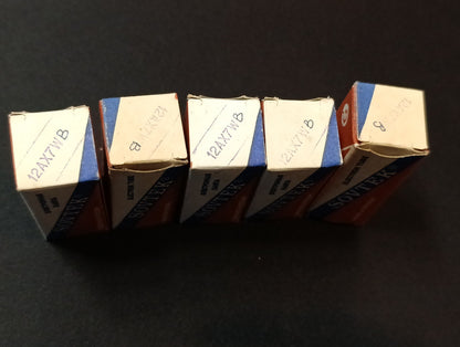 5pc. SOVTEK TUBE 12AX7WB 7025 TRIPLE MICA ECC83 12AX7 SATIN NICKEL PLATE NOS NIB