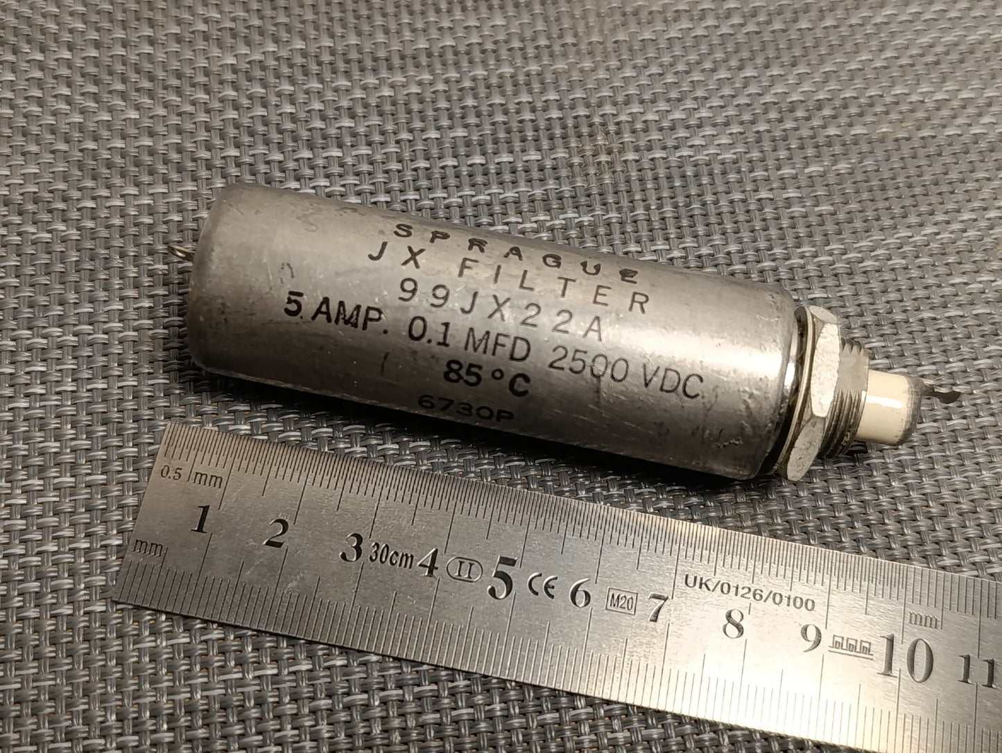 1piece Sprague JX Filter NEW (FRI) 99JX22A  5 amp, 2500 vdc, 0.1 µF. Paper