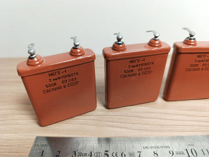 4Pcs. 2uF 500 V RUSSIAN PAPER IN OIL PIO AUDIO CAPACITORS MBGO-1 МБГO-1