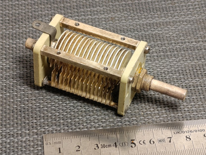 JB Made in England 50501a 150 pf ceramic silver plate variable capacitor  (Pull)