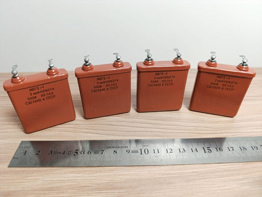 4Pcs. 2uF 500 V RUSSIAN PAPER IN OIL PIO AUDIO CAPACITORS MBGO-1 МБГO-1