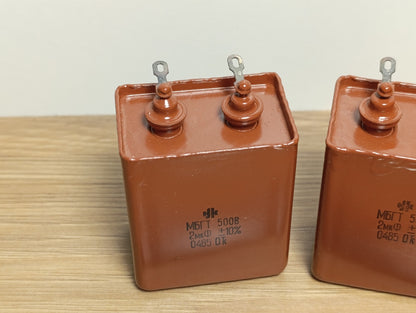 2Pcs. Metal-Paper Sealed Capacitors 2uf 500V MBGT (heat-resistant) NEW