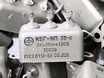4pcs. LOT 3x 0.05 uF  1kV 20% RUSSIAN HIGH VOLTAGE PIO CAPACITOR KBG-MP КБГ
