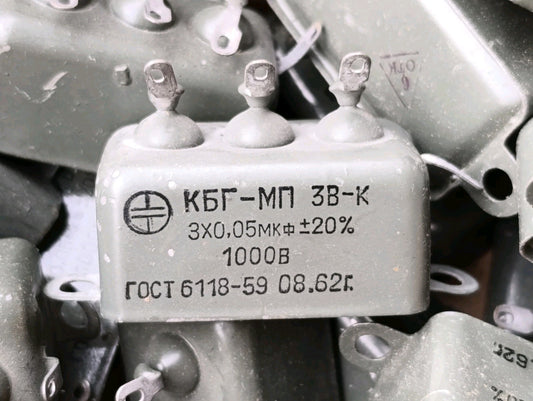 4pcs. LOT 3x 0.05 uF  1kV 20% RUSSIAN HIGH VOLTAGE PIO CAPACITOR KBG-MP КБГ