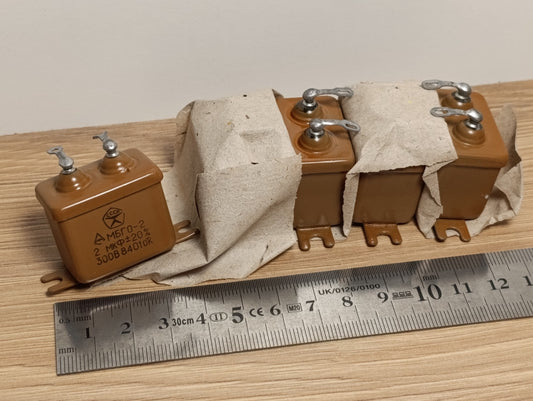 5Pcs. 2uF 300 V RUSSIAN PAPER IN OIL PIO AUDIO CAPACITORS MBGO-2 МБГO-2 NEW