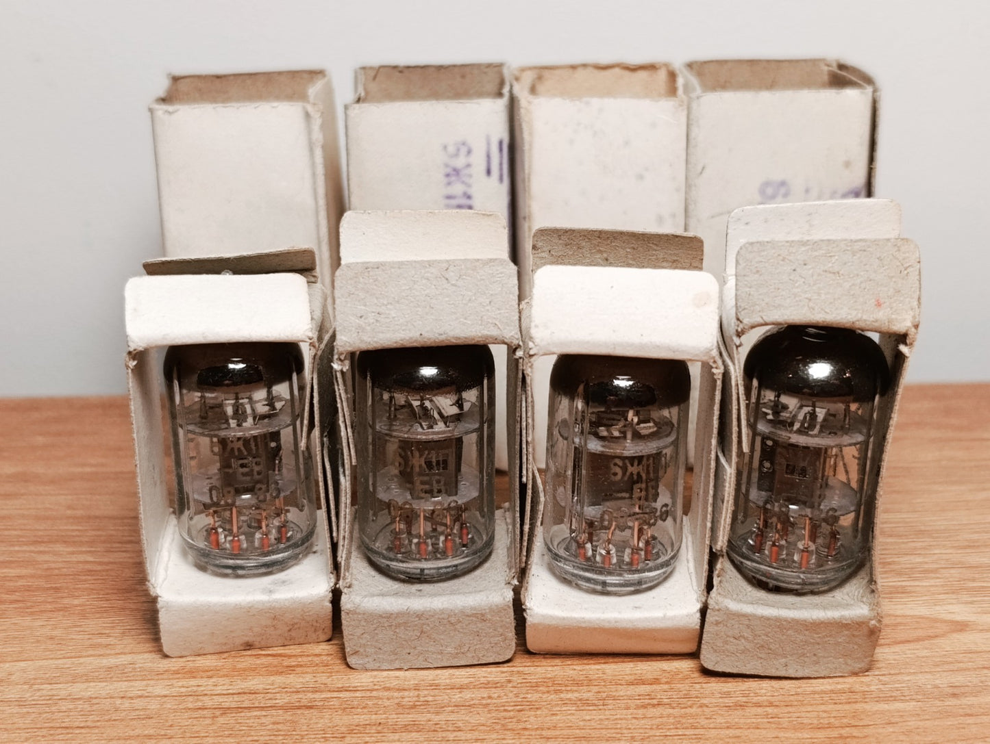 4Pc 6J1P-EV (6F32 EF95 6AK5) USSR HF Pentode tubes  IN ORIGINAL BOXES NOS 1980's