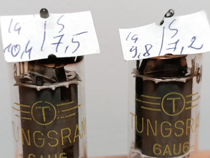 Tested 2Pcs. LOT  6AU6 EF94 Tungsram tubes NOS SAME DATE