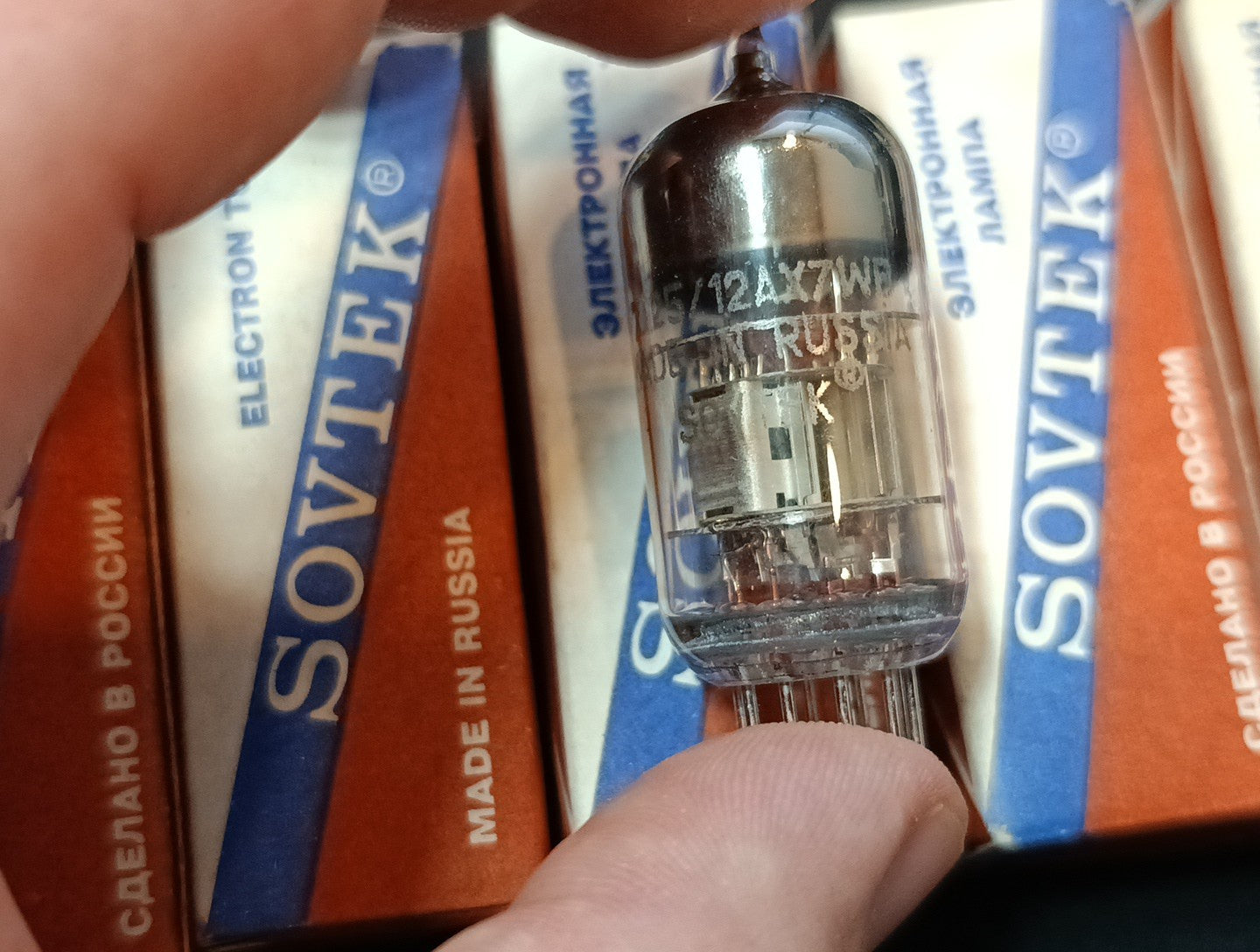 5pc. SOVTEK TUBE 12AX7WB 7025 TRIPLE MICA ECC83 12AX7 SATIN NICKEL PLATE NOS NIB