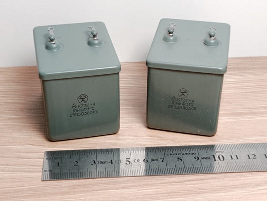 K73P-4 10mF +-1% 250V К73П-4 PIO Paper in Oil Soviet Capacitor High Grade (PAIR)