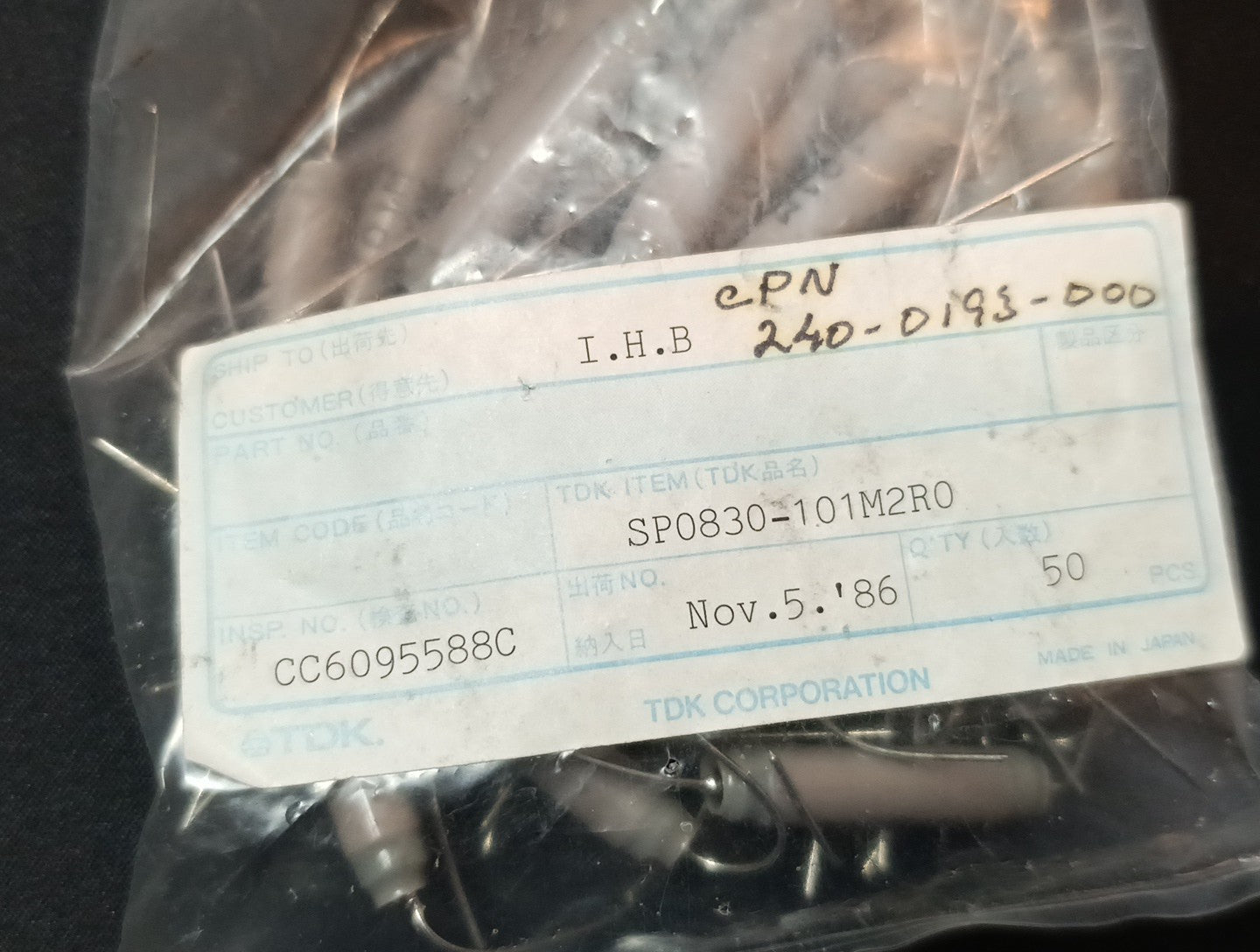 50Pcs LOT NOS/ NEW Fixed Inductors wirewound 151M 1R5Y Made in Japan NOS 80's