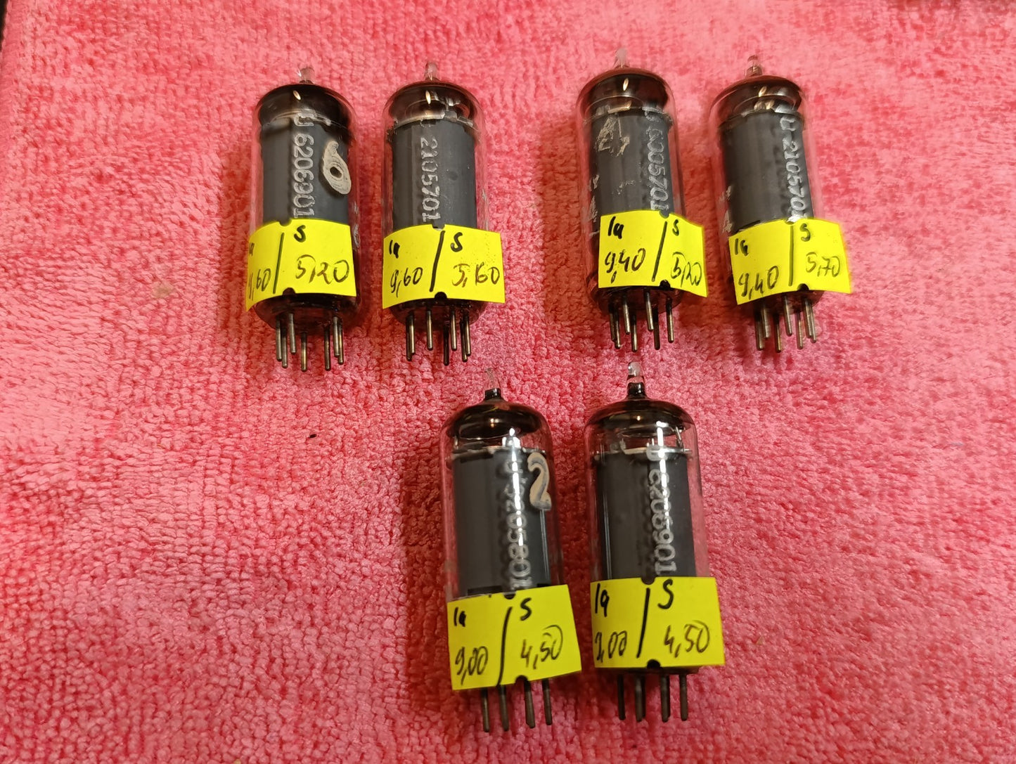 Matched Pair 6AU6 Telefunken EF94 diamond tube O getter West Germany USED (2pcs)