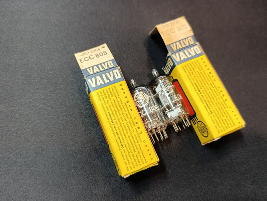 Pair VALVO ECC 808 (ECC808) Tubes USED (2pc lot) Original BOX Triode