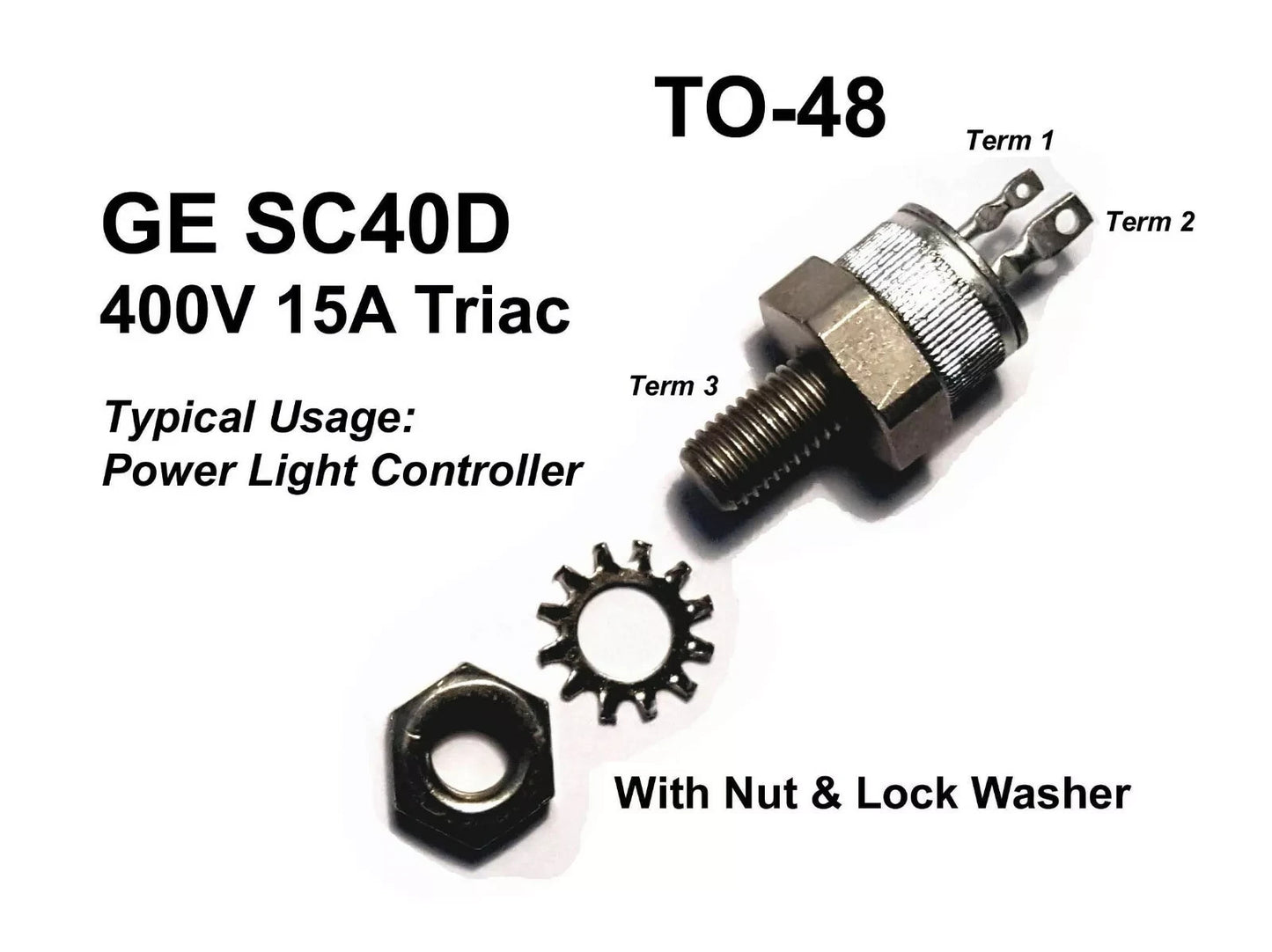 (2pcs) GE SC40D 400 Volt 15 Amp Power Light Controller Thyristor TRIAC TO-48 NEW