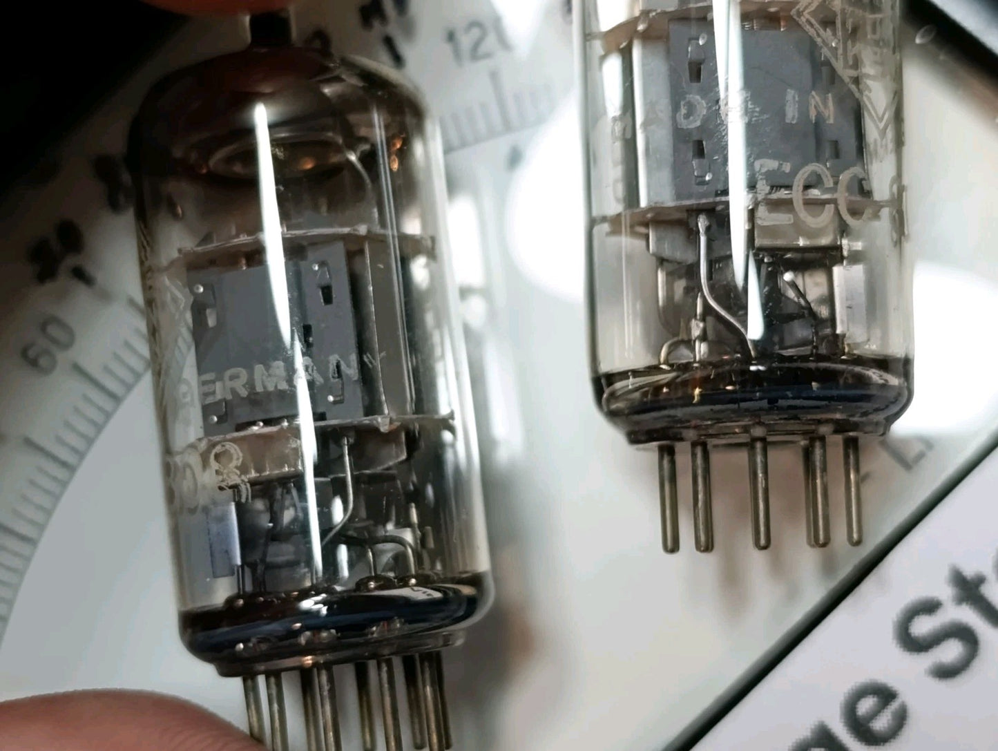 Pair Telefunken ECC 808 (ECC808) Tubes USED (2pc lot) DIAMOND BOTTOM Triode