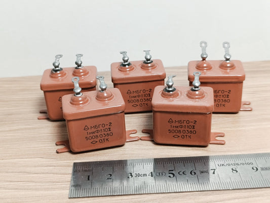 5Pcs. 1uF 500 V RUSSIAN PAPER IN OIL PIO AUDIO CAPACITORS MBGO-2 МБГO-2