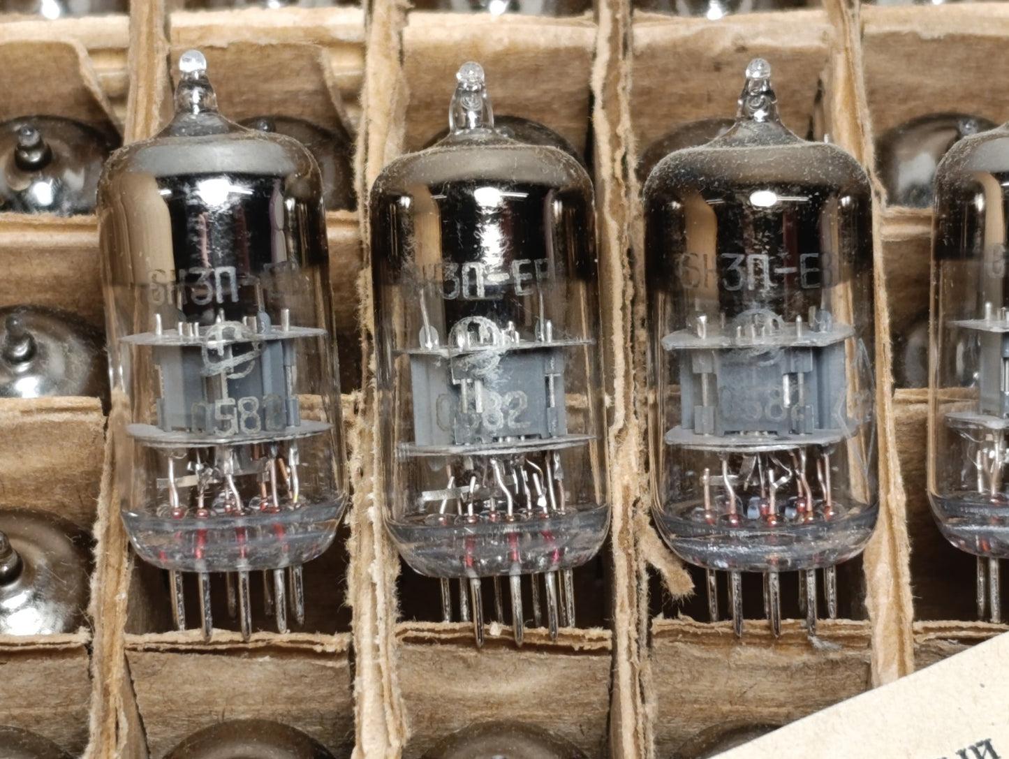 4 PCS 6N3P-EV 6Н3П-EB (2C51/6385/ECC42) NEW NOS VACUUM TUBES 80s same date
