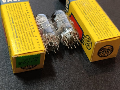 Pair VALVO ECC 808 (ECC808) Tubes USED (2pc lot) Original BOX Triode