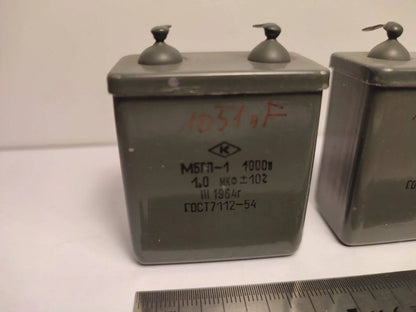 2 Stk. Lot 1uF 1 mFD 1µF 1000V 1kV PiO (Papier in Öl) Russische Kondensatoren MBGP