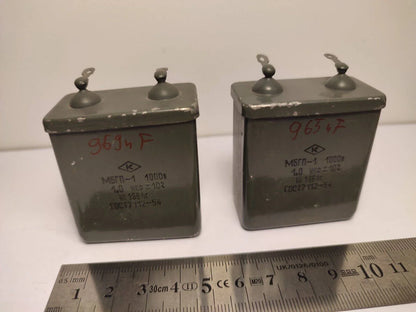 2 Stk. Lot 1uF 1 mFD 1µF 1000V 1kV PiO (Papier in Öl) Russische Kondensatoren MBGP
