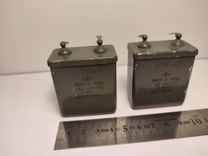 2 Stk. Lot 1uF 1 mFD 1µF 1000V 1kV PiO (Papier in Öl) Russische Kondensatoren MBGP