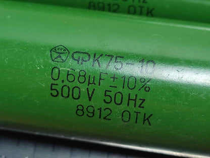 2 pcs Lot of 0,68 uF 500V 10% K75-10 PIO Paper in Oil Audio Capacitors USSR