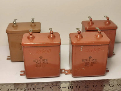 2 X MBGP-2 (МБГП–2) 2 uF 630 V 10 % RUSSISCHE AUDIOKAPAZITATOREN PIO-Kondensatoren