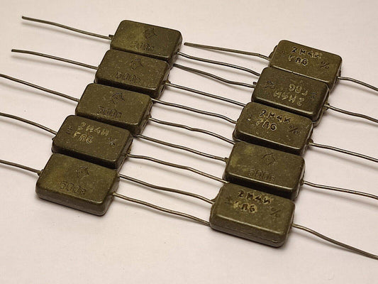 2400 pF 500 V 10 % LOT OF 10 MICA SILVER-PLATED RUSSIAN CAPACITORS KSO-2G