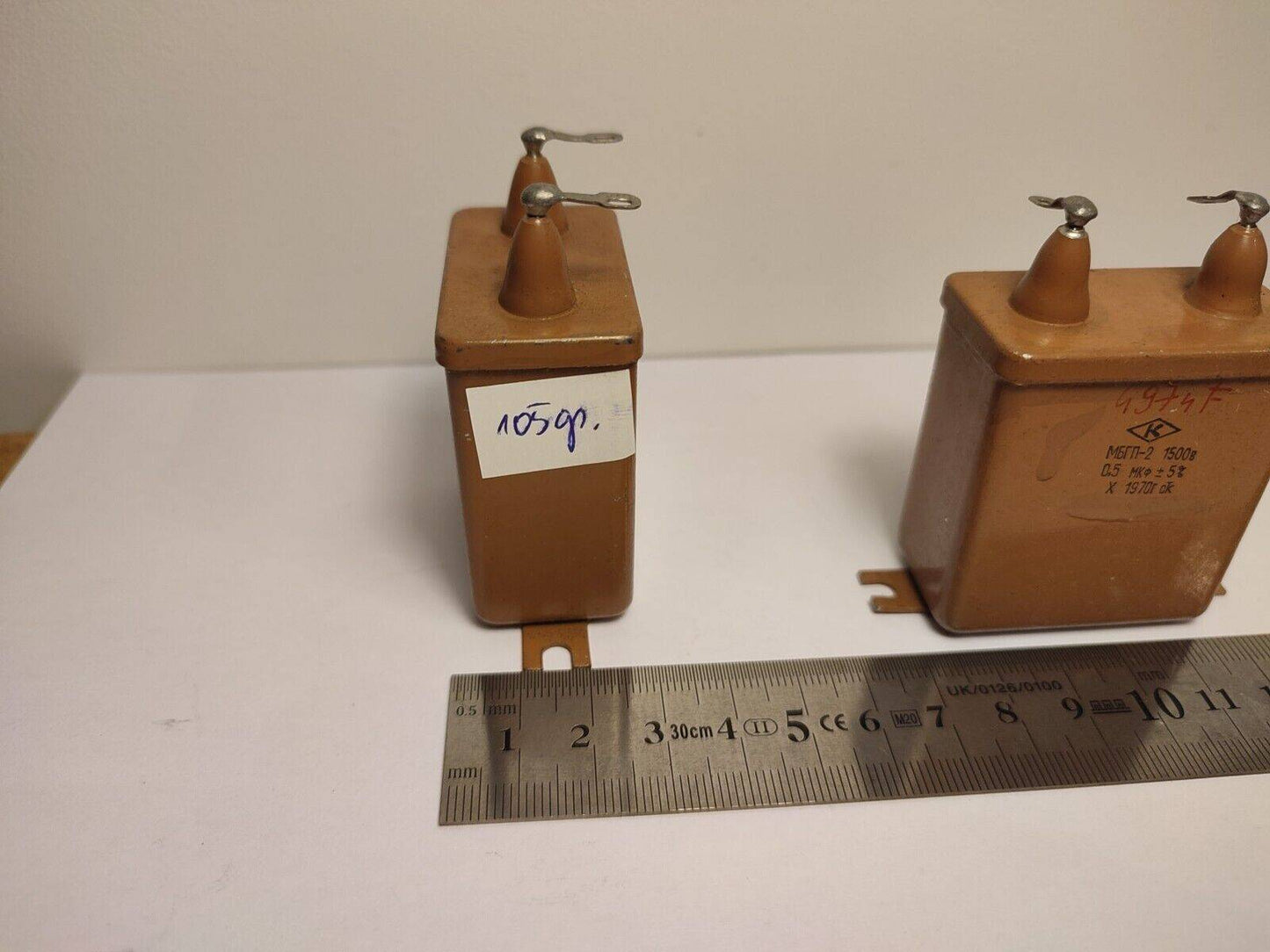 2Pcs 0.5 uF 1500 V RUSSIAN PAPER IN OIL PIO AUDIO CAPACITOR MBGP  МГБП 70's