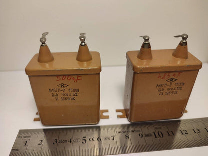 2Pcs 0.5 uF 1500 V RUSSIAN PAPER IN OIL PIO AUDIO CAPACITOR MBGP  МГБП 70's
