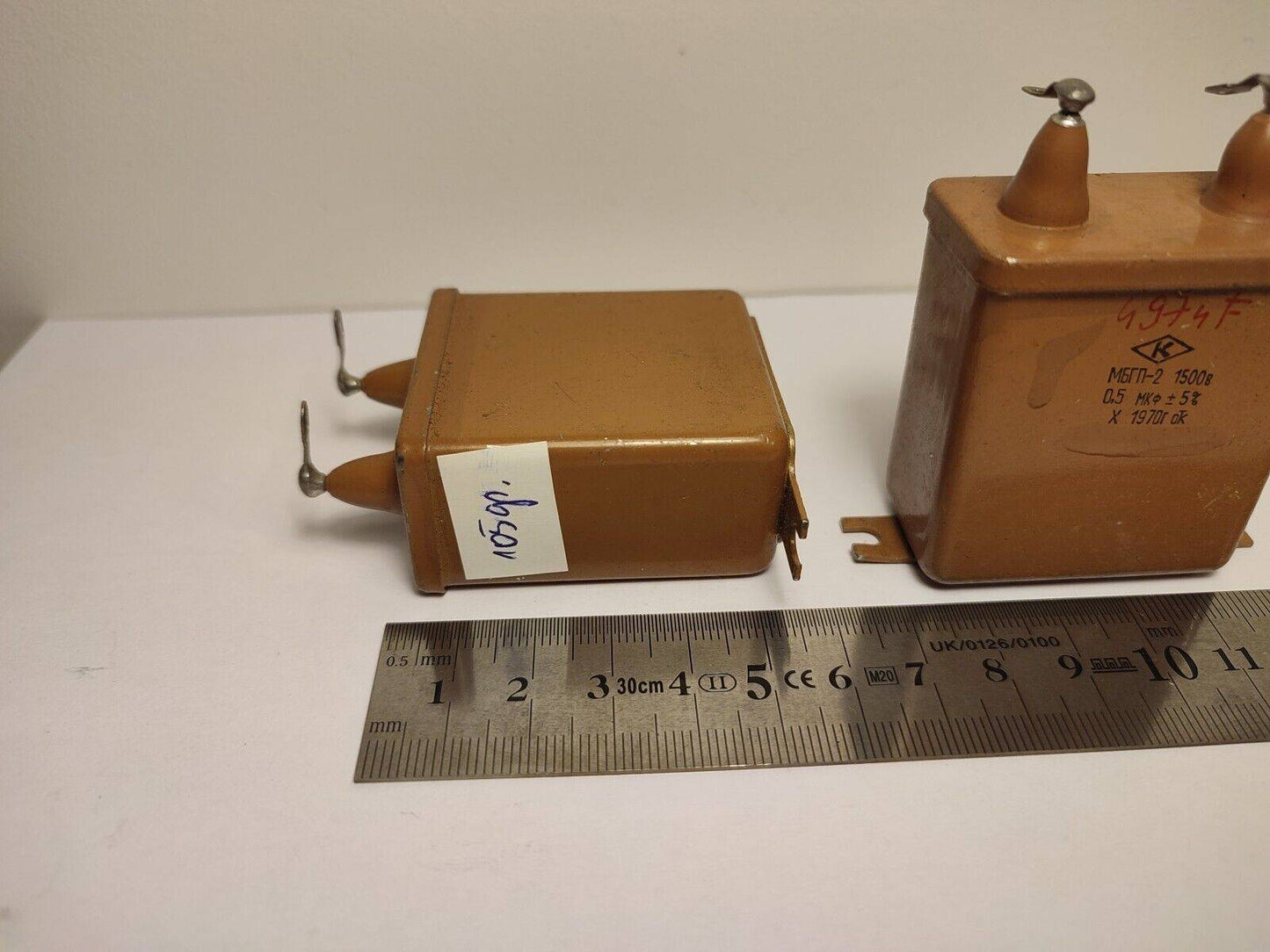 2Pcs 0.5 uF 1500 V RUSSIAN PAPER IN OIL PIO AUDIO CAPACITOR MBGP  МГБП 70's
