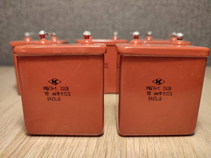 2vnt. 10 uF 200 V RUSIŠKAS POPIERIUS ALYVUOSE PIO GARSO KONDENSATORIUS MBGP-1 МБГП–1