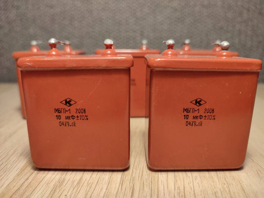 2pcs. 10 uF 200 V RUSSIAN PAPER IN OIL PIO AUDIO CAPACITORS MBGP-1 МБГП–1