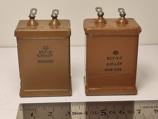 2x 0.03 uF 500 V MATCHED PAIR RUSSIAN SILVER-MICA AUDIO CAPACITOR KSG-2G КСГ-2Г
