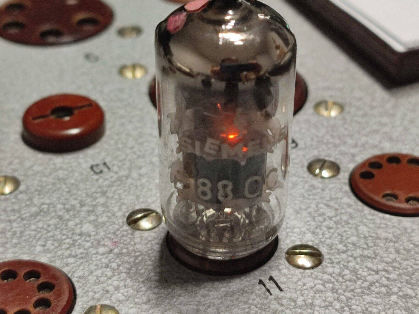 2x Valvo E88CC Tube Red Print Pair Tested Tube Amplifier Gold Pin USED