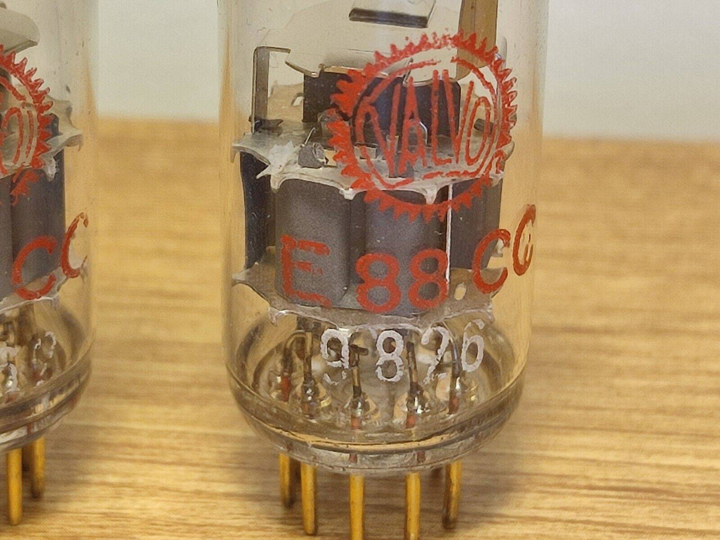 2x Valvo E88CC Tube Red Print Pair Tested Tube Amplifier Gold Pin USED