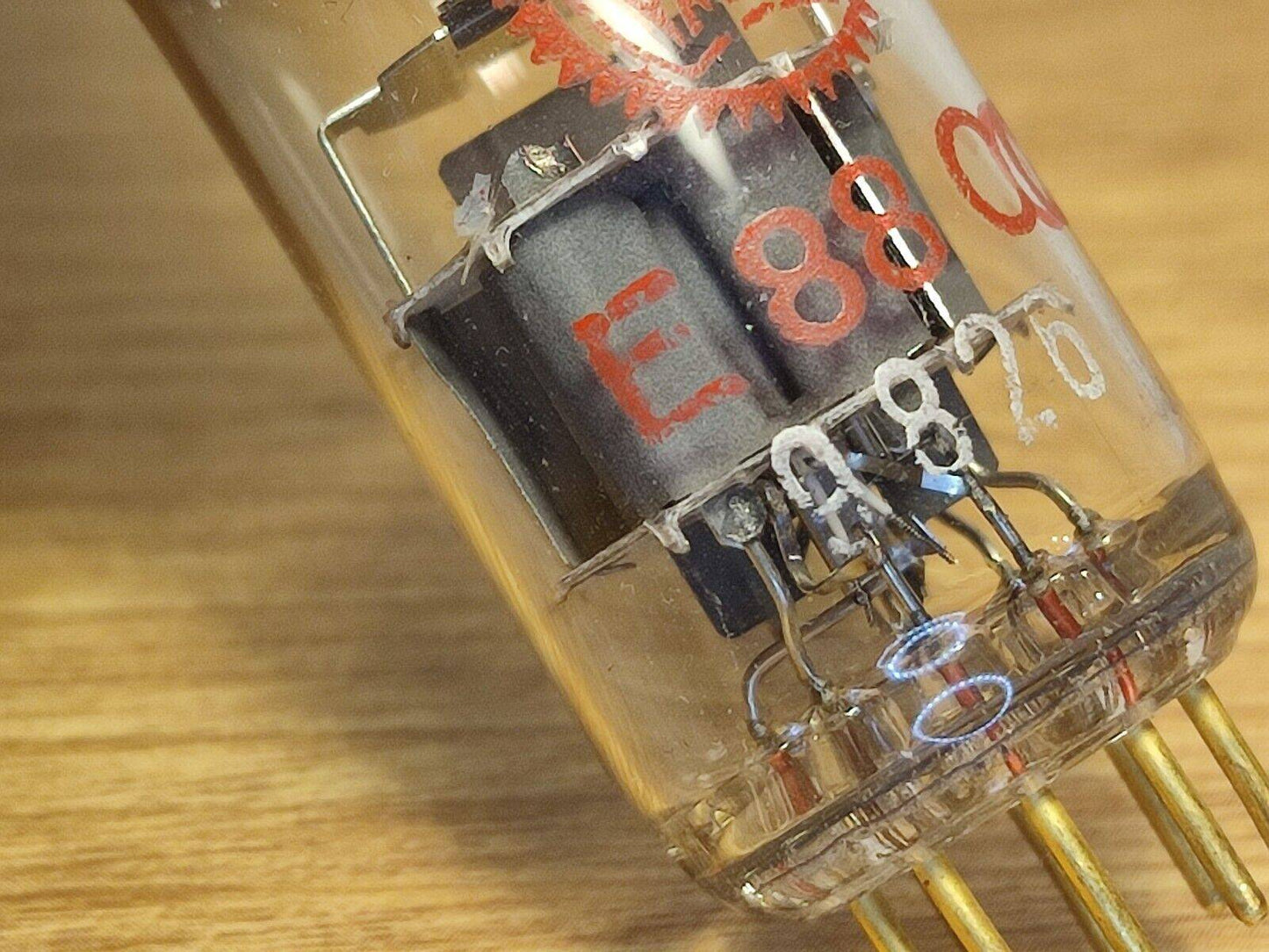 2x Valvo E88CC Tube Red Print Pair Tested Tube Amplifier Gold Pin USED