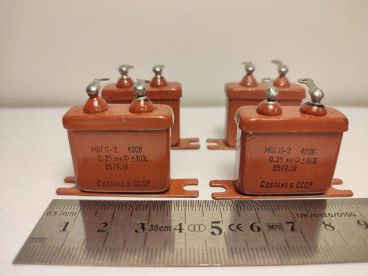 4 pcs 0.25uF 400V 10% MBGP MBGP PIO Capacitors Pulse Multipurpose USSR NOS